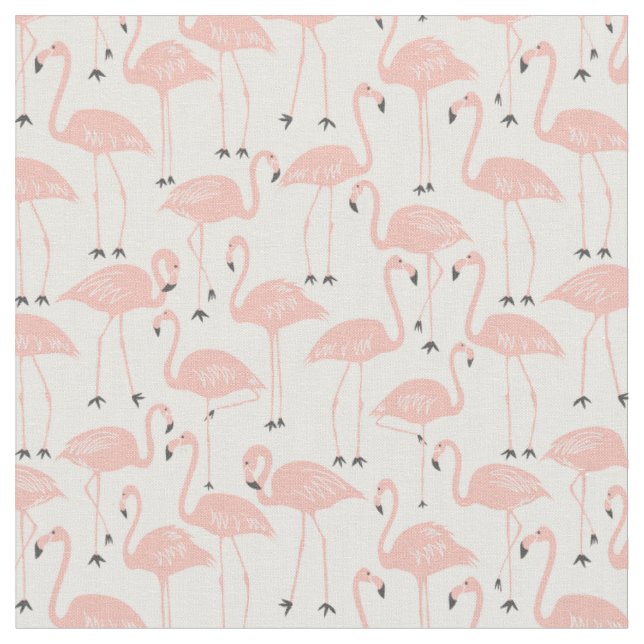 Hand-Drawn Flamingo | Tropical Sewing & Quilting Fabric (Close Up)