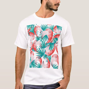 Hand-drawn flamingo: watercolor seamless pattern. T-Shirt