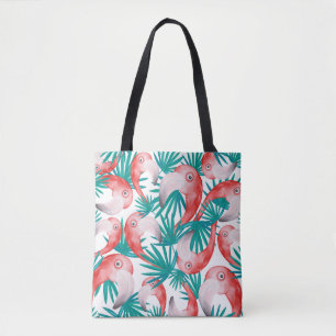 Hand-drawn flamingo: watercolor seamless pattern. tote bag