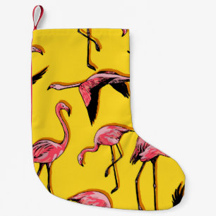 Hand-Drawn Flamingos Vintage Seamless Background Small Christmas Stocking