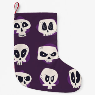 Hand drawn flat dia de muertos skulls collection s small christmas stocking