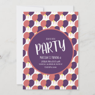 Hand Drawn Floating Balloon Pattern Birthday Invitation