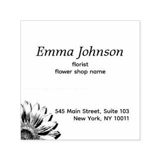 Hand-Drawn Floral Accent | Custom Business Rubber  Self-inking Stamp
