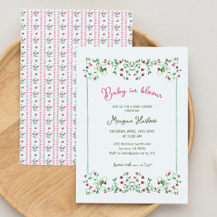 Hand Drawn Floral Baby In Bloom Girl Baby Shower Invitation