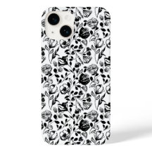 Hand Drawn Floral Black and White Case