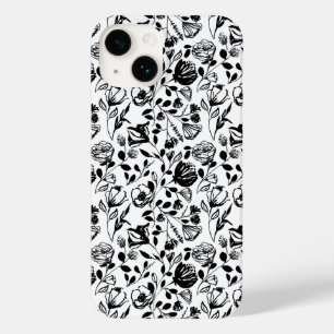 Hand Drawn Floral Black and White Case