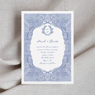 Hand Drawn Floral Bow Wedding Invitation