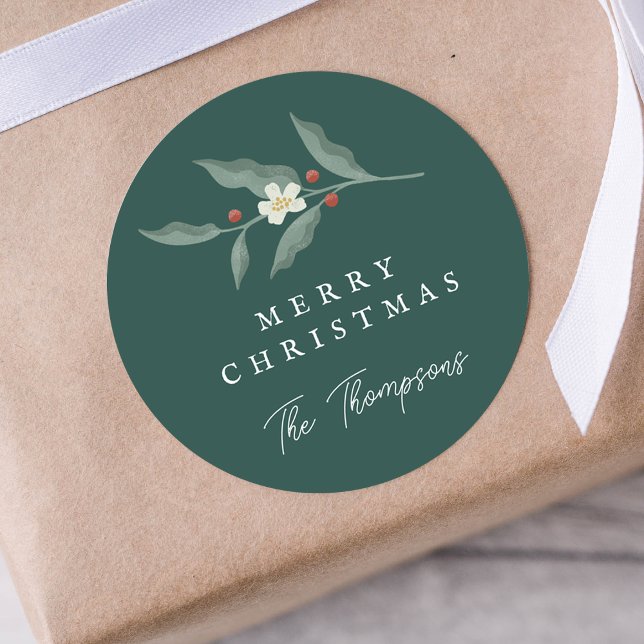 Hand Drawn Floral Green Christmas Gift Tag (Hand Drawn Floral Green Christmas Gift Tag)