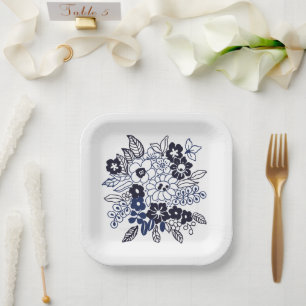 Hand Drawn Floral Motif  Paper Plate