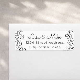 Hand Drawn Floral Names Wedding Return Address