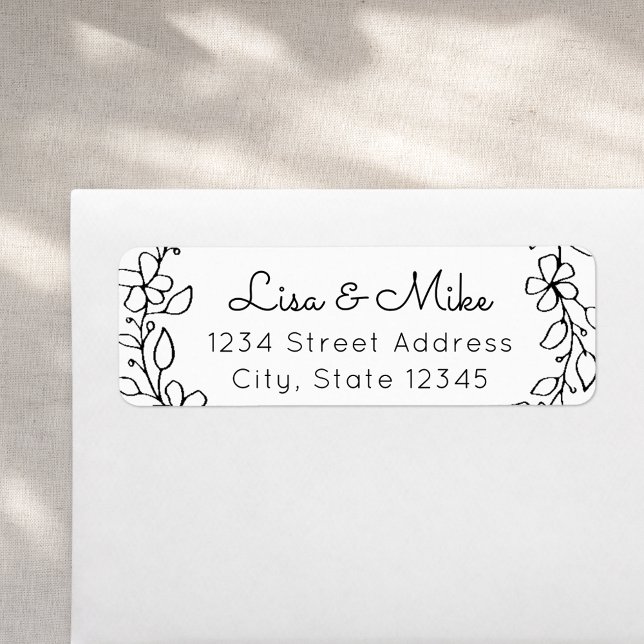Hand Drawn Floral Names Wedding Return Address (Creator Uploaded)