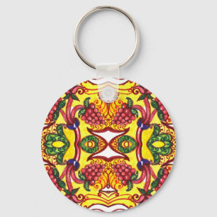 Hand Drawn: Floral Ornamental Elegance. Key Ring
