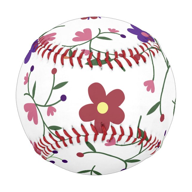 Hand-Drawn Floral Pattern Baseball (Front)