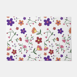 Hand-Drawn Floral Pattern Doormat