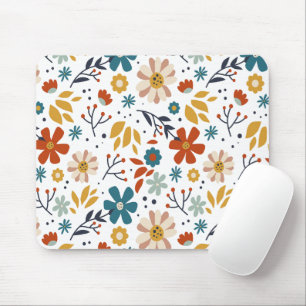 Hand Drawn Floral Pattern Mouse Mat