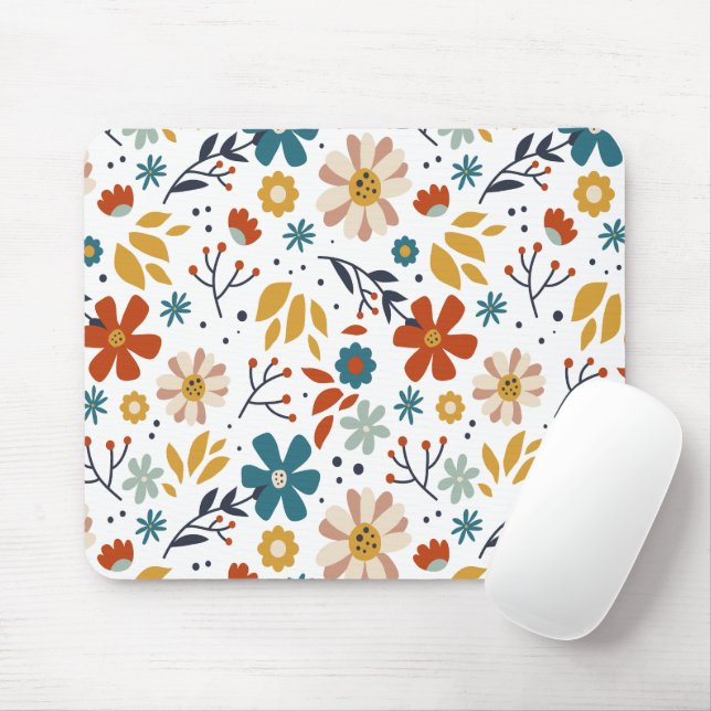 Hand Drawn Floral Pattern Mouse Mat (With Mouse)