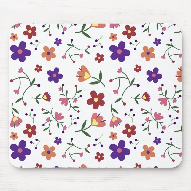 Hand-Drawn Floral Pattern Mouse Mat (Front)