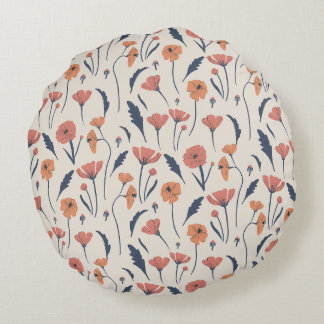 Hand drawn floral pattern round cushion