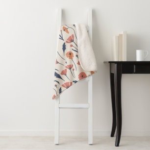 Hand drawn floral pattern sherpa blanket