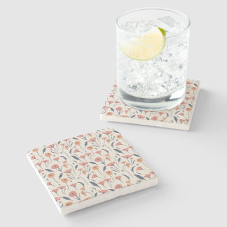 Hand drawn floral pattern stone coaster
