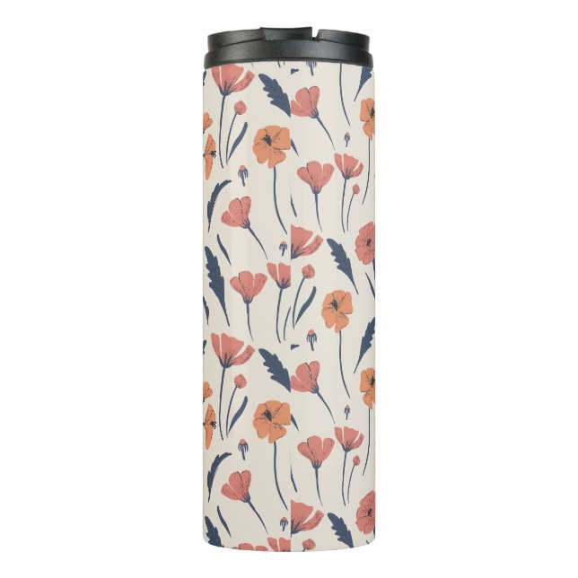 Hand drawn floral pattern thermal tumbler (Back)