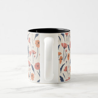 Hand drawn floral pattern Two-Tone coffee mug
