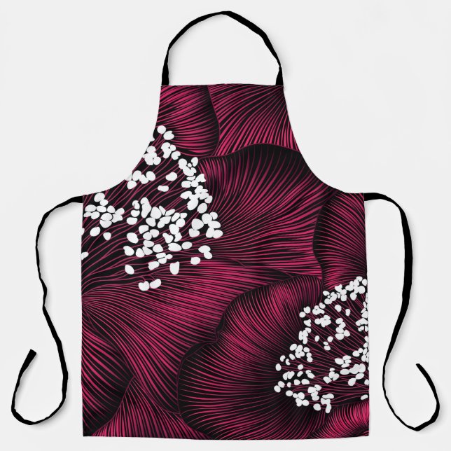 Hand drawn floral pattern with camelia flowers apron (Front)
