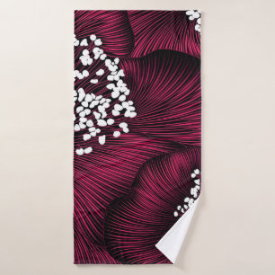 Hand drawn floral pattern with camelia flowers bath towel