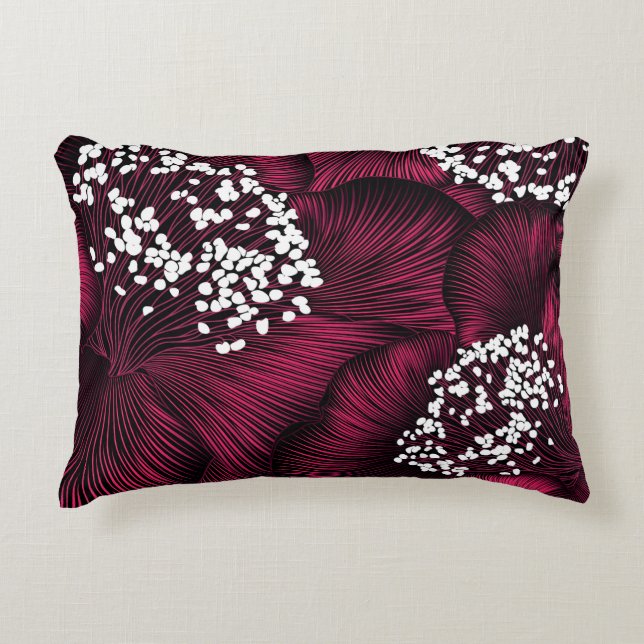 Hand drawn floral pattern with camelia flowers decorative cushion (Front)