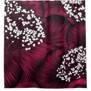 Hand drawn floral pattern with camelia flowers shower curtain