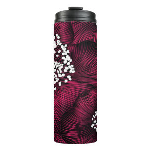 Hand drawn floral pattern with camelia flowers thermal tumbler