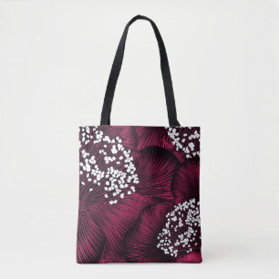 Hand drawn floral pattern with camelia flowers tote bag