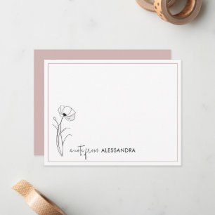 Hand-drawn Floral Personalised Note Card