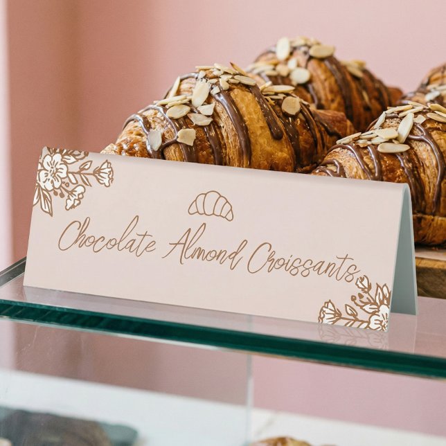 Hand Drawn Floral Pink Sweet Pastry Bakery Counter (Hand Drawn Floral Pink Sweet Pastry Bakery Counter Table Tent)