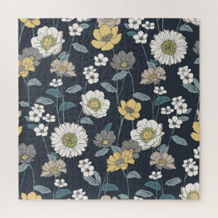 Hand-drawn floral, seamless artistic pattern. jigsaw puzzle