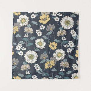 Hand-drawn floral, seamless artistic pattern. tapestry