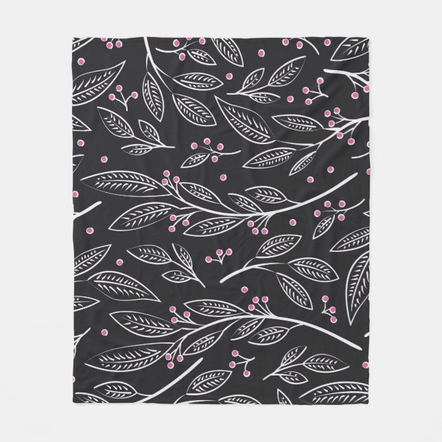 Hand Drawn Floral: Seamless Design Fleece Blanket (Front)