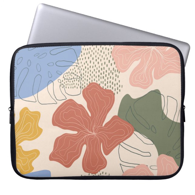 Hand drawn floral seamless pattern,creative collag laptop sleeve (Front)