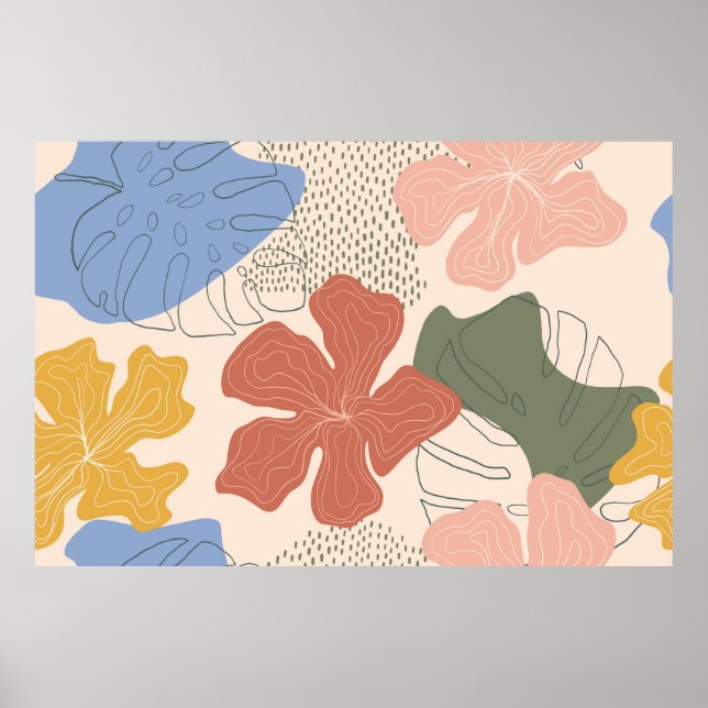 Hand drawn floral seamless pattern,creative collag poster (Front)