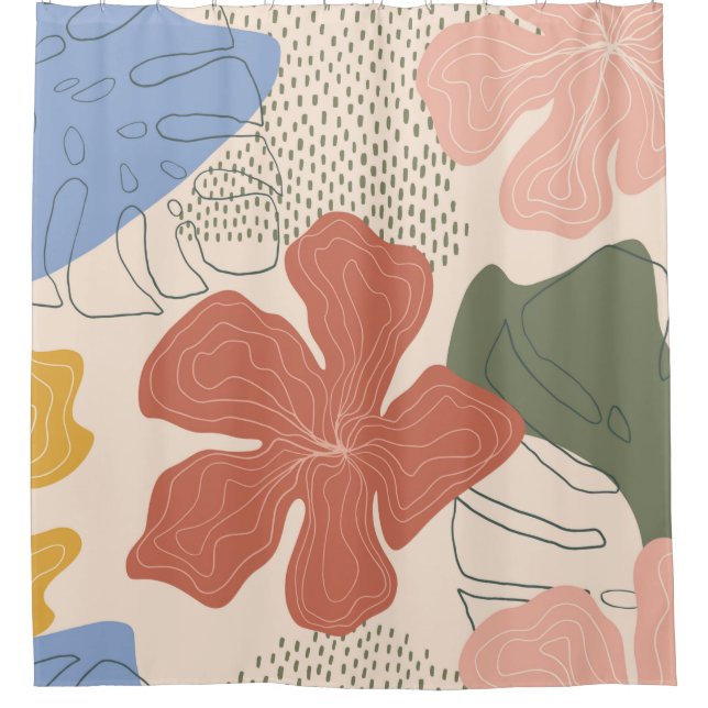 Hand drawn floral seamless pattern,creative collag shower curtain (Front)