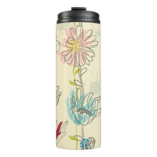 Hand-Drawn Floral Seamless Pattern Thermal Tumbler