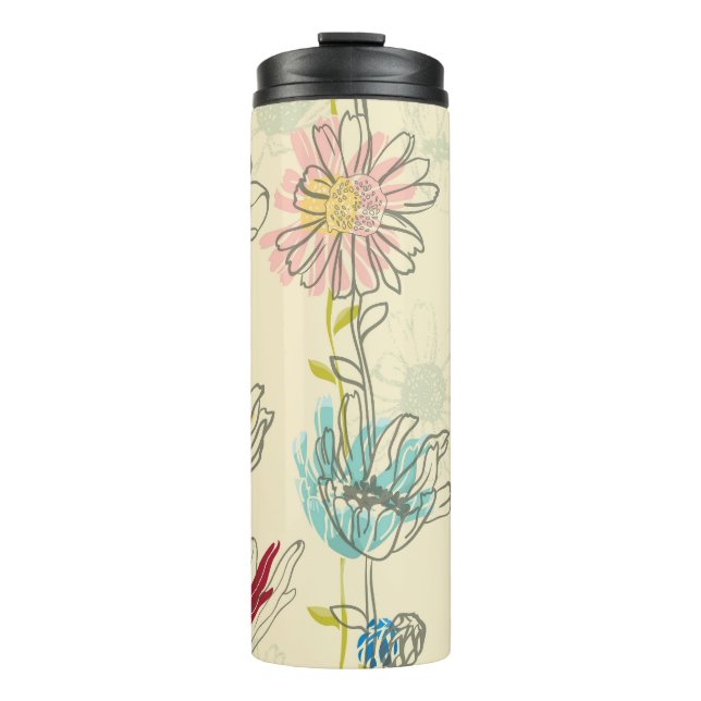 Hand-Drawn Floral Seamless Pattern Thermal Tumbler (Front)