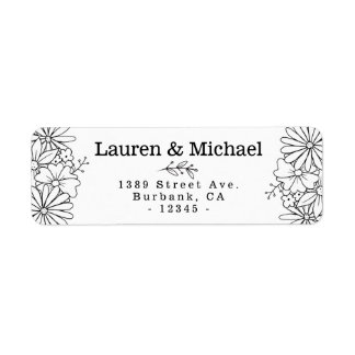 Hand Drawn Floral Side Border Address Labels