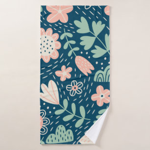 Hand drawn floral stilish fabric. Seamles pattern Bath Towel