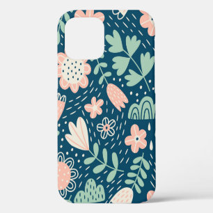 Hand drawn floral stilish fabric. Seamles pattern iPhone 12 Case