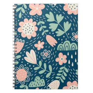 Hand drawn floral stilish fabric. Seamles pattern Notebook