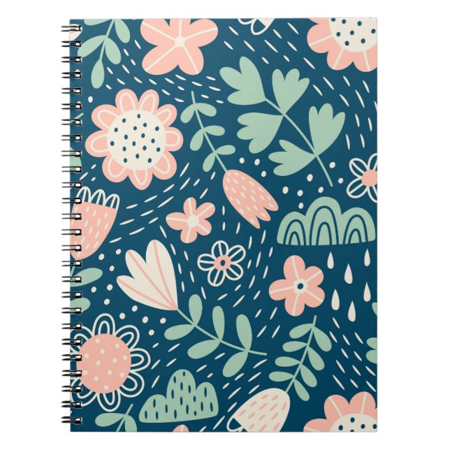 Hand drawn floral stilish fabric. Seamles pattern  Notebook (Front)