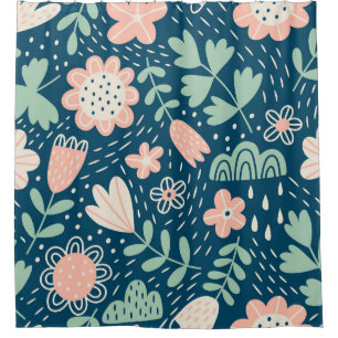 Hand drawn floral stilish fabric. Seamles pattern  Shower Curtain