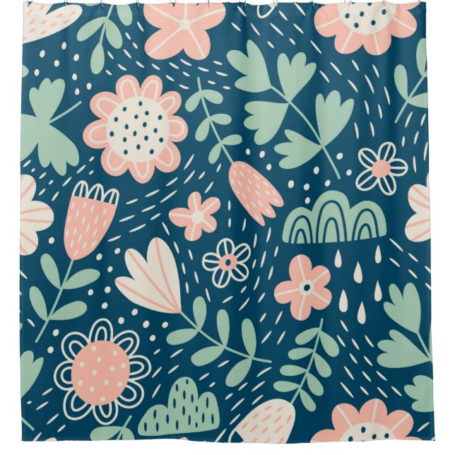 Hand drawn floral stilish fabric. Seamles pattern  Shower Curtain (Front)