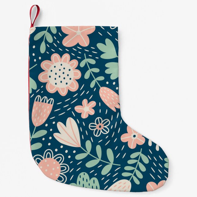 Hand drawn floral stilish fabric. Seamles pattern  Small Christmas Stocking (Front)